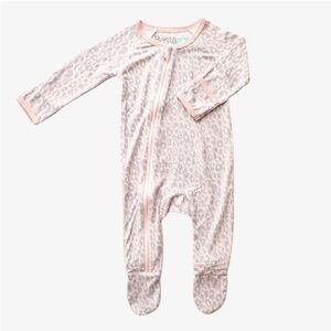 Bestaroo Bamboo Pink Leopard Zip Footie